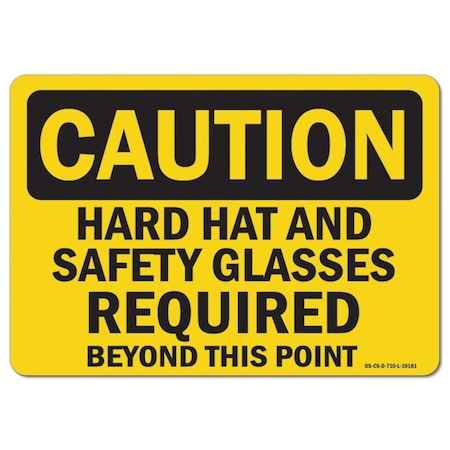 Signmission OSHA Caution Sign, Hard Hat Glasses Shoes, 18in X 12in Aluminum, 12" H, 18" W, Landscape OS-CS-A-1218-L-19181